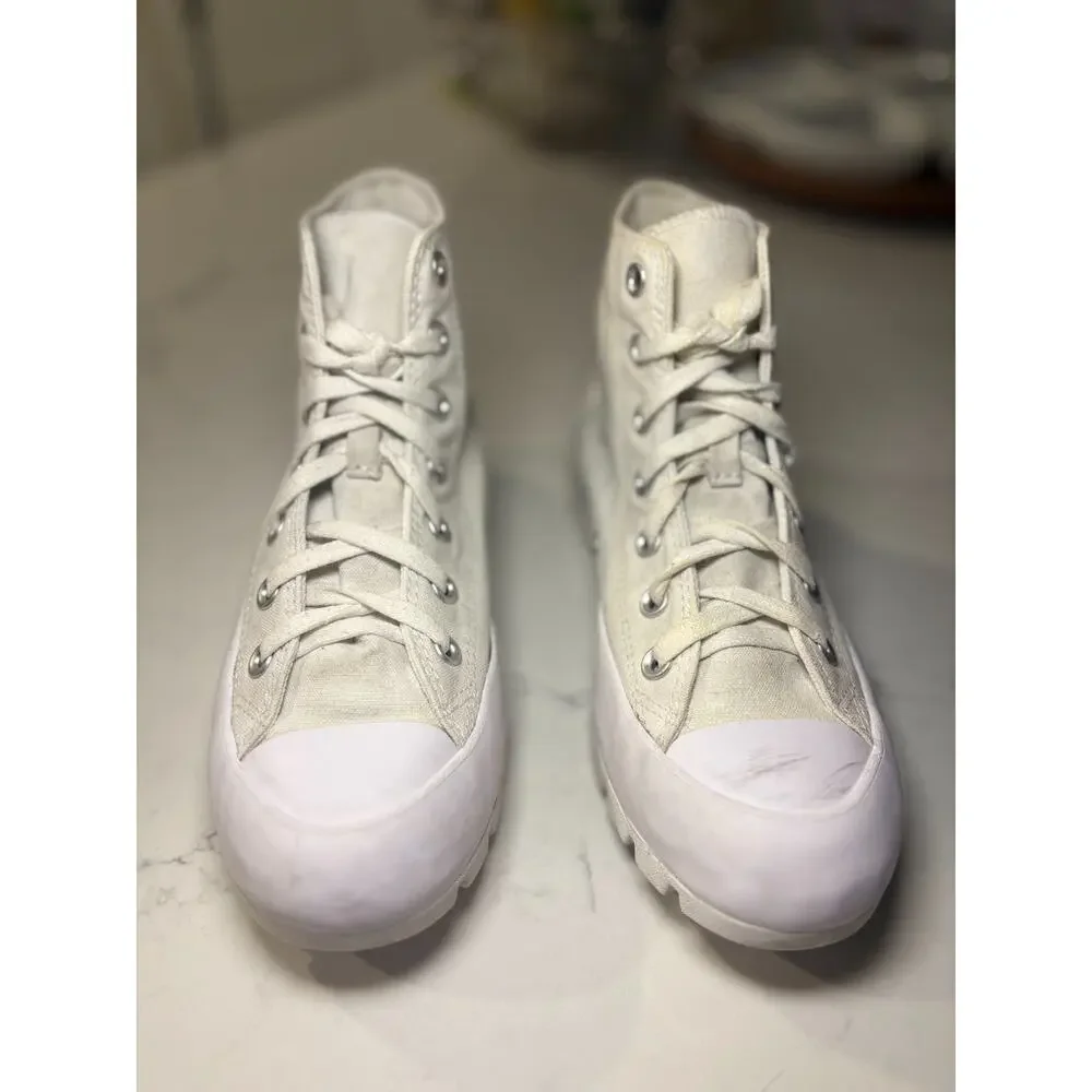 Converse Chuck Taylor All Star Lugged High Top Sneakers White Canvas Platform 8